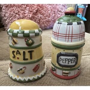 Debbie Mumm "Morning Coffee" Salt Pepper Shakers - Sakura Oneida NEW IN BOX‎